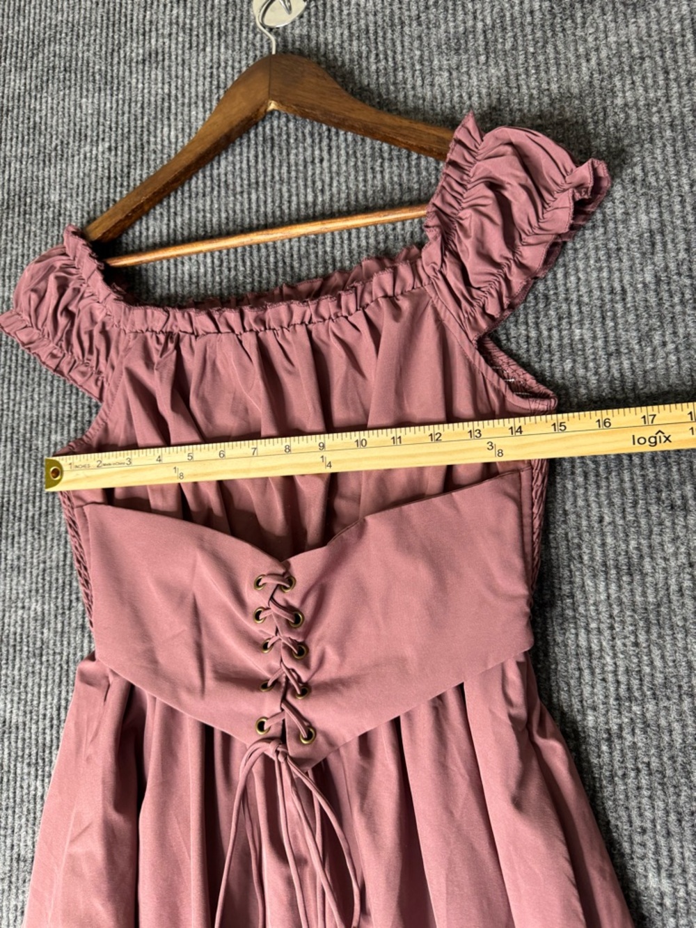 Milkmaid Corset Dress Women Small Midi Sexy Vampire Gothic Smocked With Pockets - Picture 3 of 6